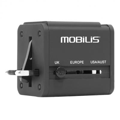 Mobilis Worldwide Reiseadapter 2 USB (100-240 V - 2x0,5A) Kompatibel 155 L&auml;nder-Softbag 001243