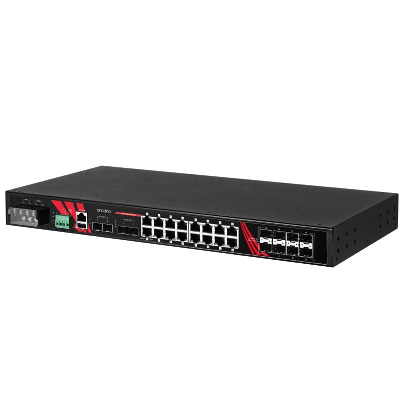28-Port Industrial Managed PoE+ Switch, 4 x SFP+, erw. Temperaturbereich