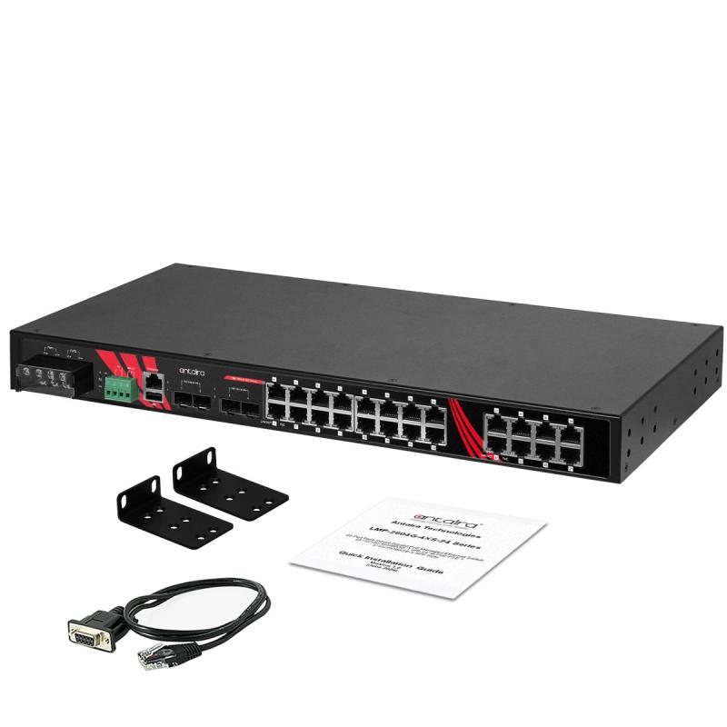 28-Port Industrial Managed Gigabit Ethernet PoE+ Switch, erw. Temperaturbereich